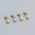Fashion 925 Sterling Silver Geometric Hexagon Gold Plated Stud Earring Jewelry for Women