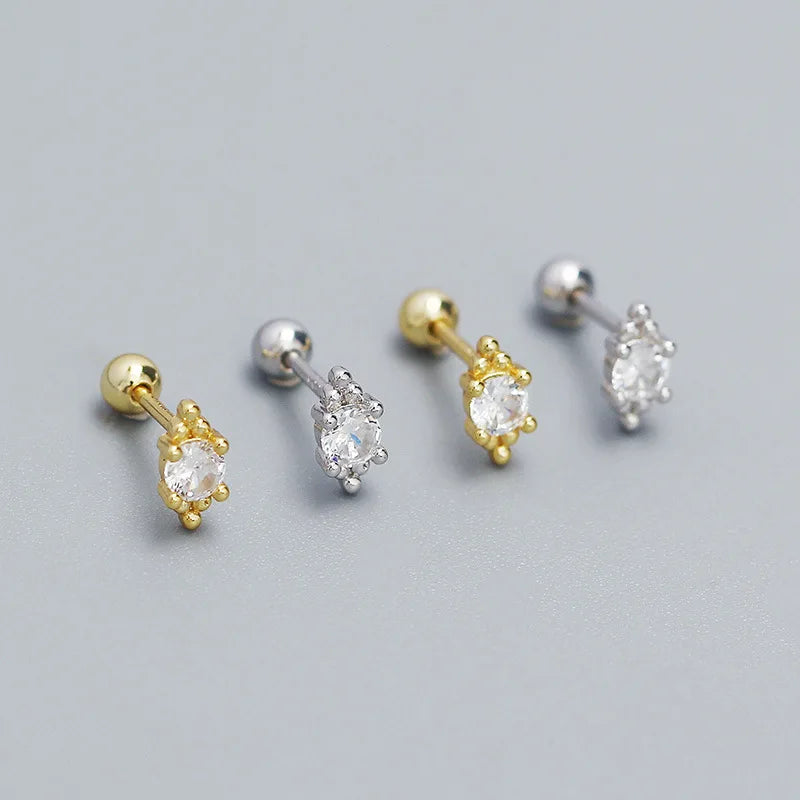 Fashion 925 Sterling Silver Geometric Hexagon Gold Plated Stud Earring Jewelry for Women