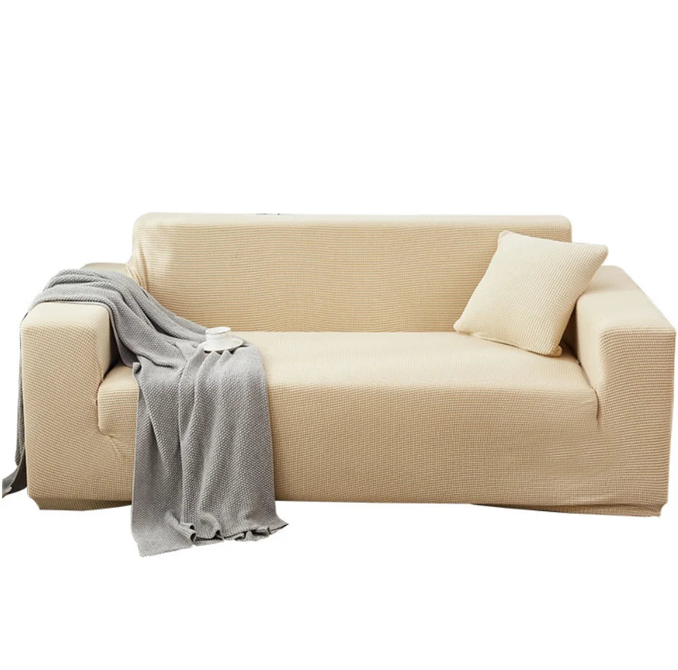 PLHAN Latest 3-Seater Sofa Cover Thread Elastic High Stretch Non-Slip Pet Dog Cat Proof Plain Washable Polyester Sherpa Knit