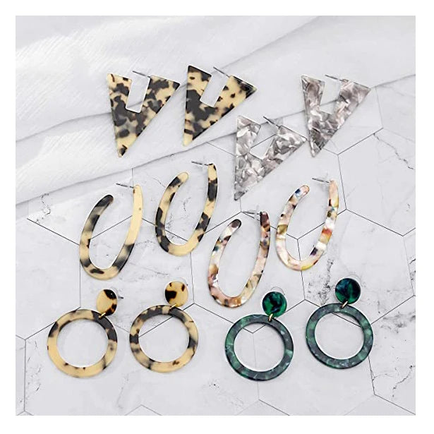 Wholesale Retro Classic Floral Mottled Hoop Pendant Earrings Bohemian Acrylic Resin Statement Drop Dangle Earring for Women
