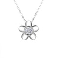 Wholesale 925 Sterling Silver Moissanite Pendant Necklace Rhodium Plated Flower Collarbone Design for Women