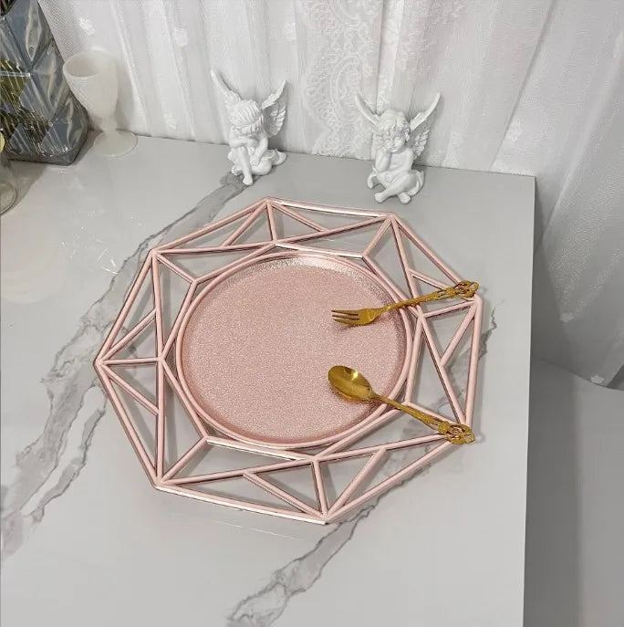 Wholesale Luxury Plastic Deep Fruit Bowl Rose Gold Glittering Large  Dinner Plates for Wedding Christmas  Dinner Plates