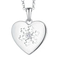 Simple and Elegant 925 Sterling Silver Rhodium Plated Snowflake Heart Pendant 3A White Cubic Zircon Charming Jewelry for Women