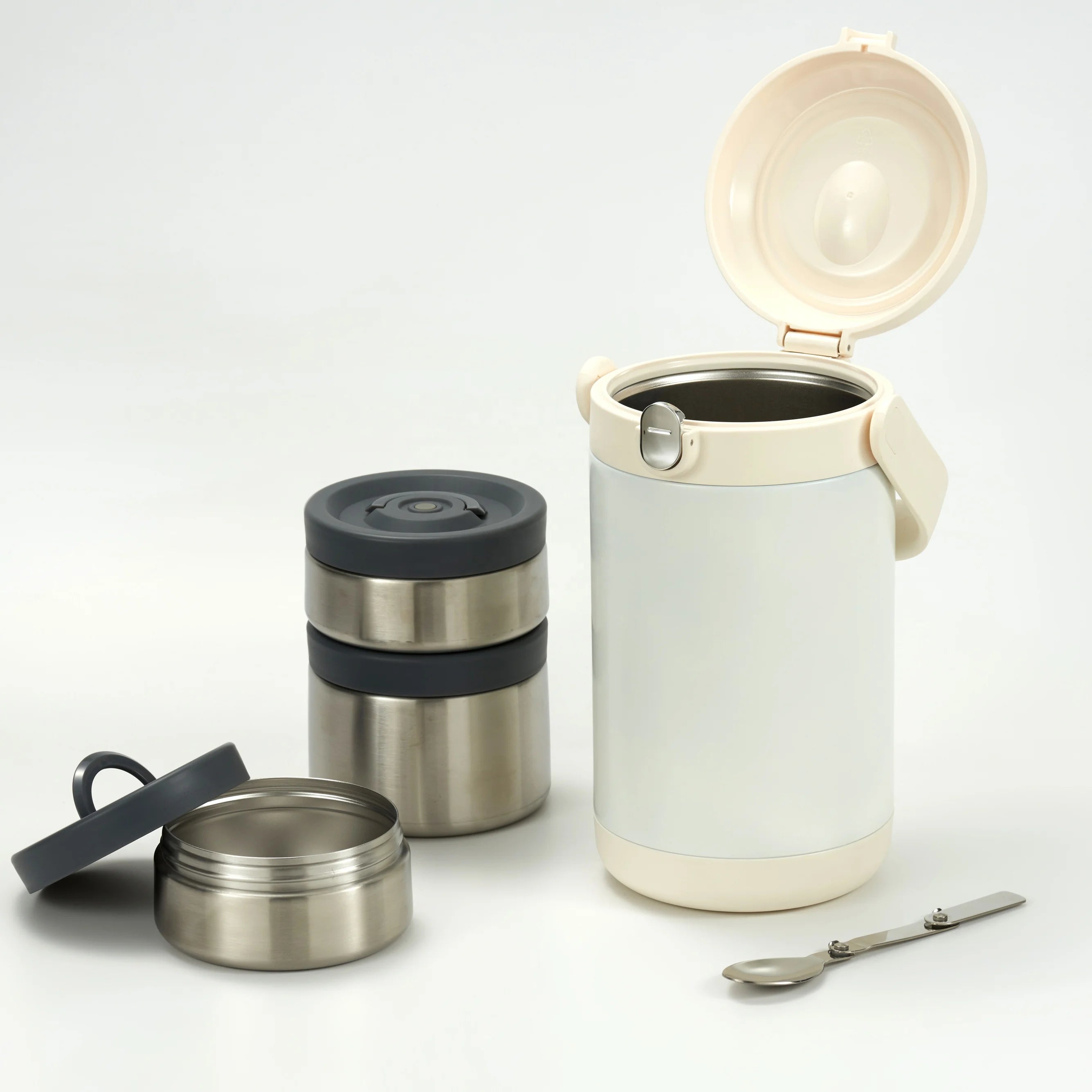 New Advance Vacuun Tiffin Hot Lunch Box Stainless Steel Set Thermo 3 Compartments Thermo Food Container Flask with Fork Spoon
