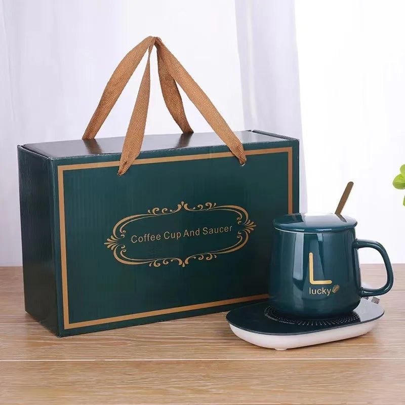 OEM USB Portable Electric Ceramic Constant Temperature Mug Set 55 Degree Thermostat Cup Warm Cup with Heating coaster