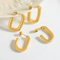 INS Trendy Piercing large trendy 18K Gold Asymmetrical Painted U Shape Chunky Dangle Gold Earrings for Women