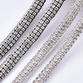 9mm Width 6 Rows Crystal String Rhinestone Cotton Rope Cord Trim DIY Garment Belt Shoes Bags Jewelry Accessories
