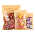 Custom Printing Food Grade Eco Friendly Flat Pouch Zipper Kraft Paper Bag With One Side Clear