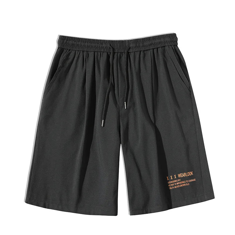 Sporty Short Pants for Men Summer Loose Size Wide Leg Trendy Thin Breathable Youth Casual Knee-length Pants