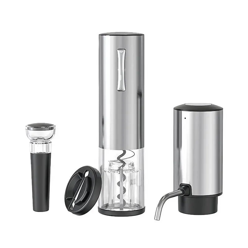 Hot Seller New 2025 Luxury Gift Stainless Steel Electric Wine Opener Set Multifunction Corkscrew Foil Cutter Wine Aerator Pourer