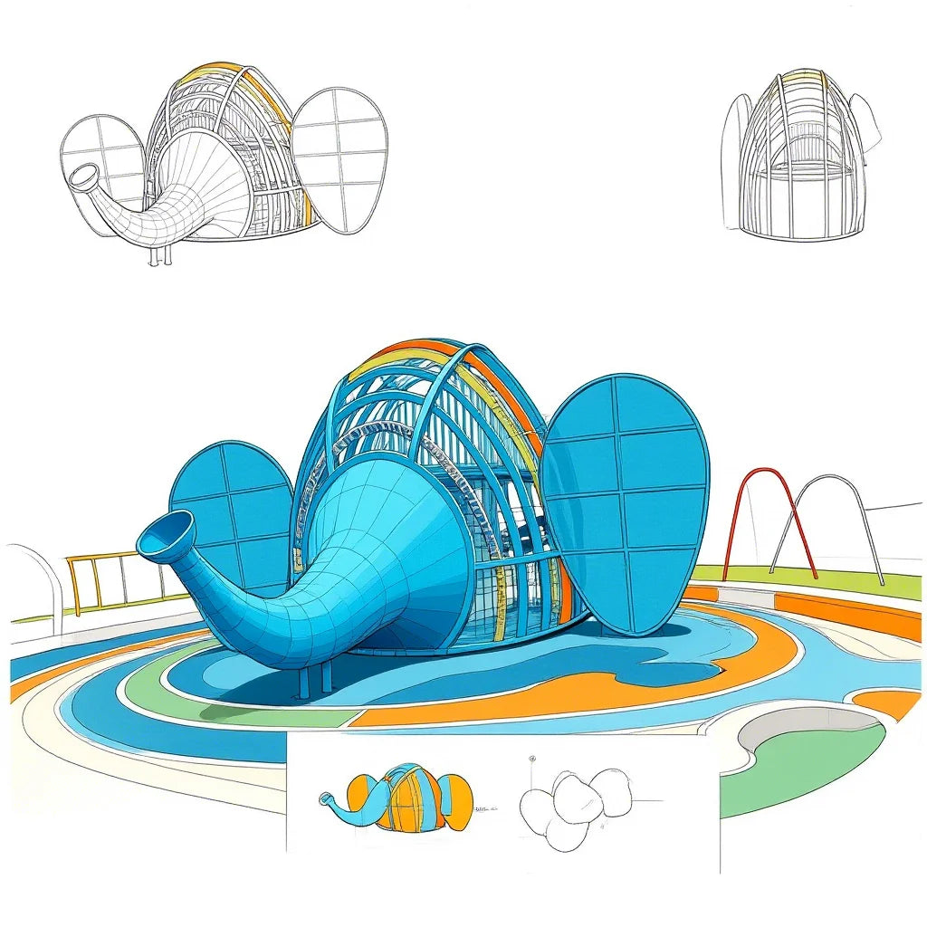 Elephant Themed Stainless Steel Outdoor Playground Equipment with Slide & Bridge for Kids-Eco-Friendly & Waterproof