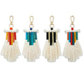 Wholesale Handmade Woven Craft Gift Rainbow Macrame Keychain Boho Tassel Bag Charms