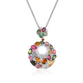 W0448 Abiding Jewelry Hot Selling 925 Sterling Silver Mix Color Natural Tourmaline Gemstone Cluster Pendant Necklace