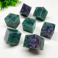 Natural Stone Square Fluorite Square Cube Stand on Its Corner