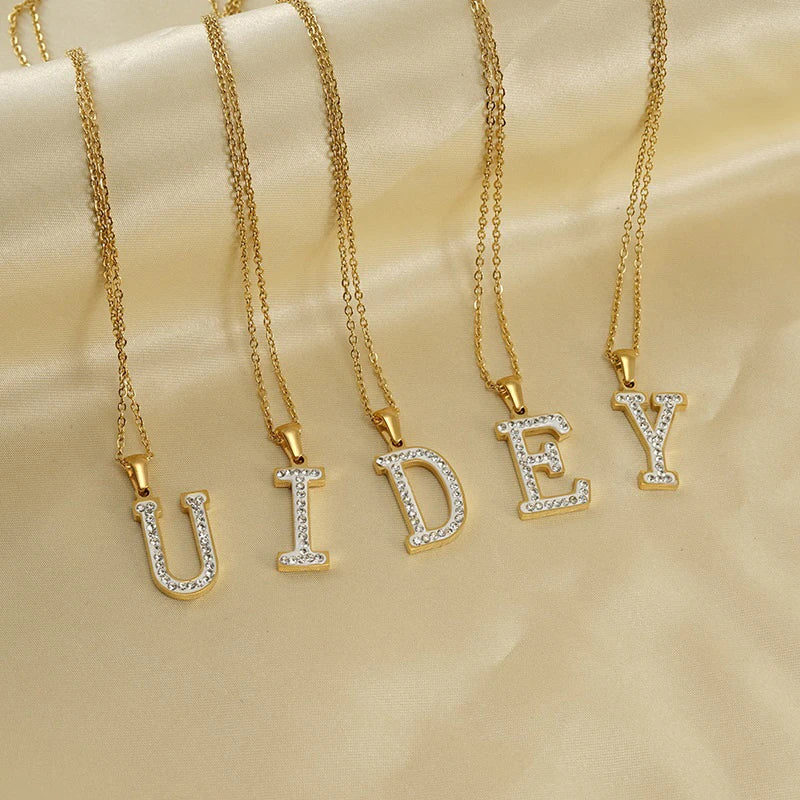 18K Gold Plated Stainless Steel 26 Letter A-Z Personalised Initials Name Pendant Necklace