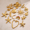 Sun Cross Ocean Waterproof 18k Gold Plated Stainless Steel Necklaces Accessories Love Heart Cross Zircon Diy Pendant Charms
