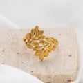 SUMMLY Trendy Wholesale Nature Olive Branch 18K Gold Plating Stainless Steel Rings for Woman Fashion Jewelry