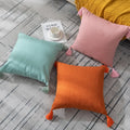 Solid Color Pillow Cover Throw Pillow Covers With Tassels/