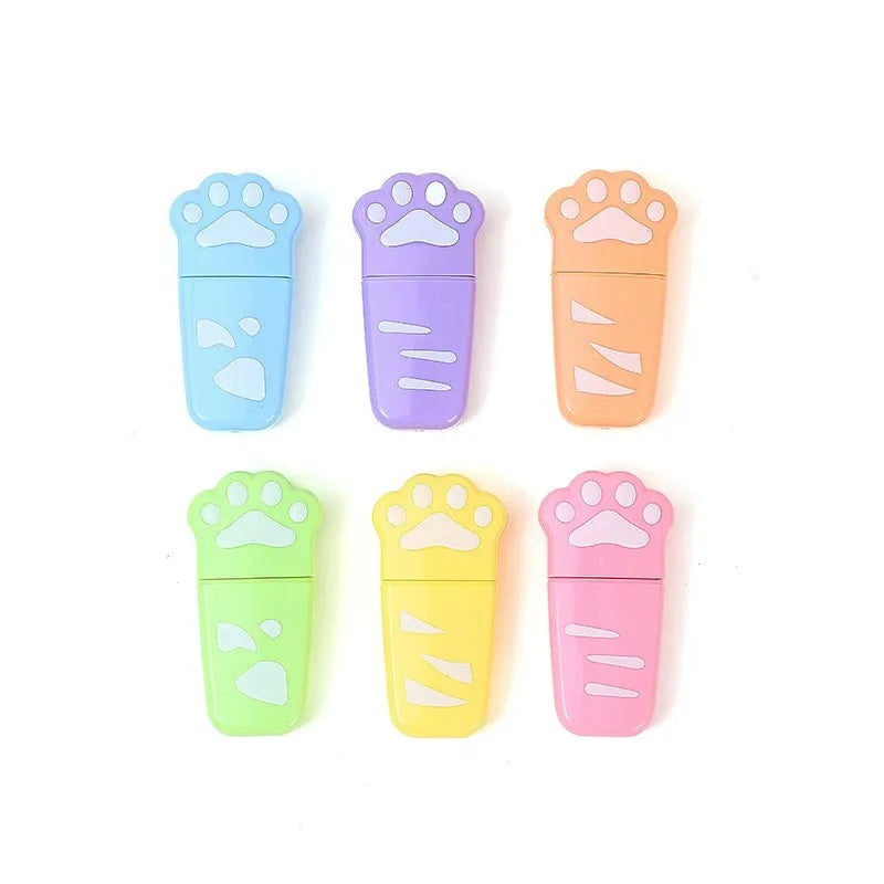 BECOL Wholesale Cute Highlighter Marker Pens Plastic Mini Cat Claw Design Highlighter Pen Highlighter Pen for Kids