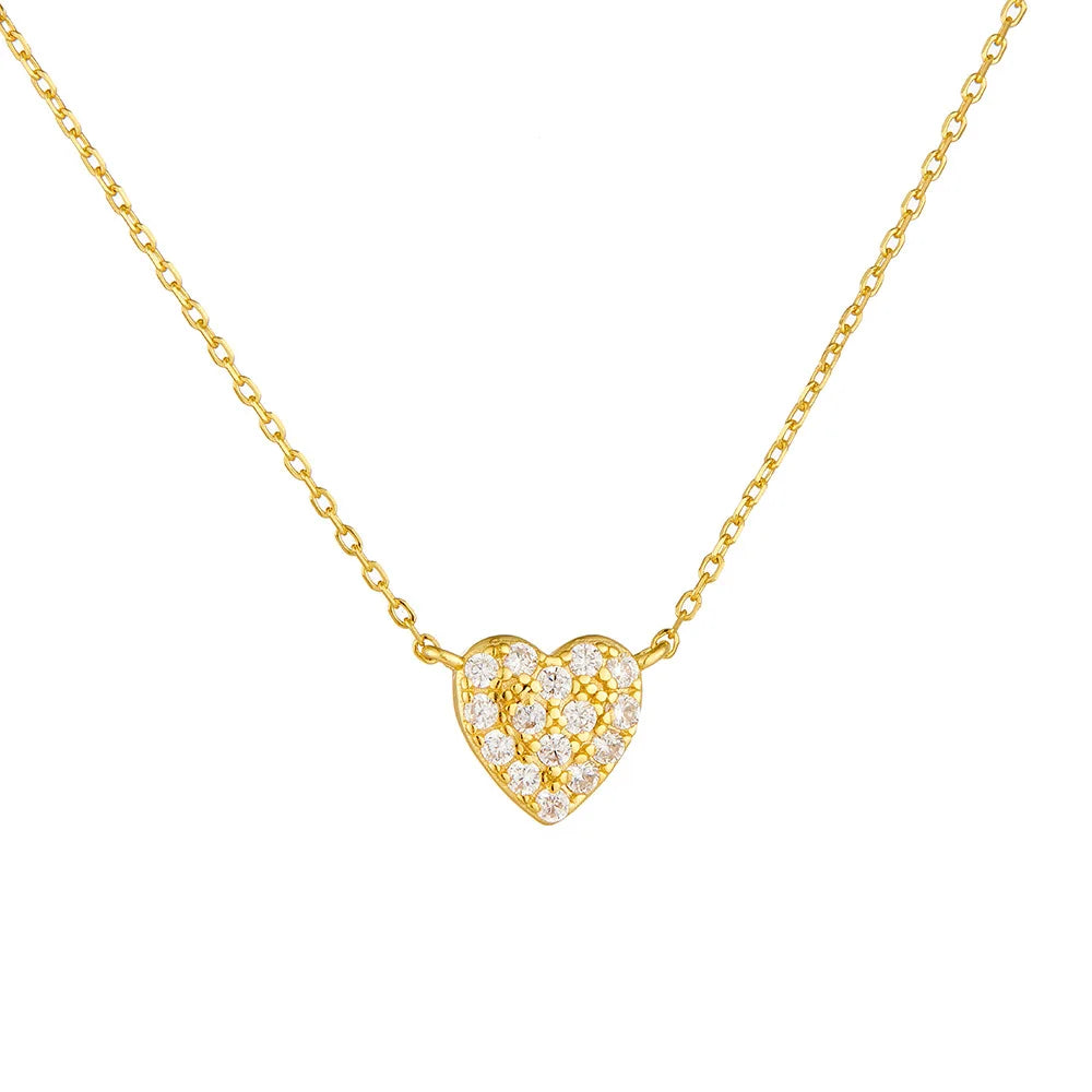 Fashion Pendant Necklaces 925 Sterling Silver Heart Diamond Necklace Full Zircon Gold Plated Necklaces for Women Valentine's Day