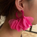 Hot Selling Boho Style Handmade Tassel Hoop Earrings Fashion Exaggerated Flower Beaded Earrings for Women