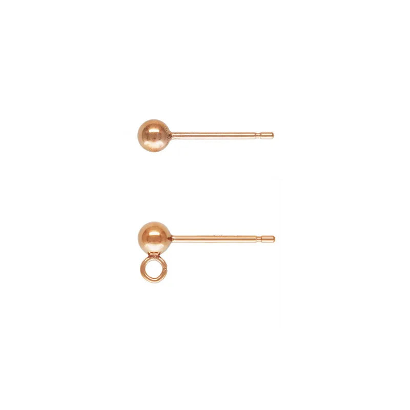 2022 New Vintage Rose Gold Filled Ball Stud Earrings W/Ring Women Accessories