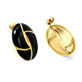 Manufacturer Earrings Custom Black 304/316 Stainless Steel Plated 18K Gold Drip Glaze Oval Geometric Stud Earrings for Women