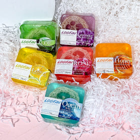 Private Label Facial Lightening Soap Organic Loofah Soap Brightening Skin Scrub Exfoliating with Kojic Acid Turmeric Teatree