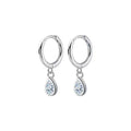 Women Fashion Jewelry Huggie Hoop 925 Sterling Silver Teardrop Dangle Earrings