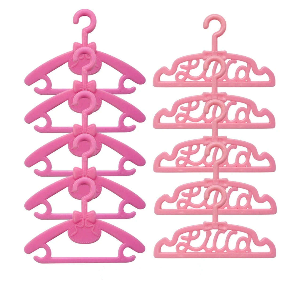 10PCS Mini Doll Dress Pink Hangers Doll Clothing Hangers Coat Racks Doll Accessories