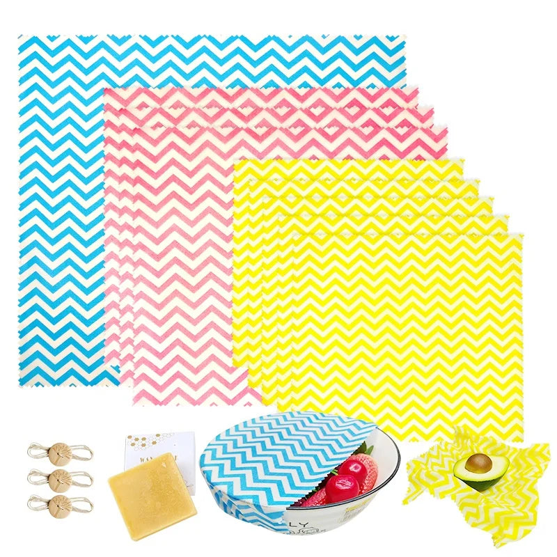 9 Pack Plastic Free Food Packing Beeswax Wraps  Bees Wax Packing  Fabric