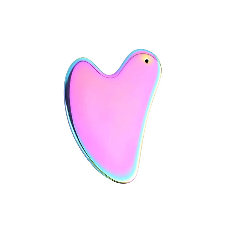 DIY Hot Sale Custom Logo Beauty Colorful Rainbow Stainless Steel Heart Shaped Guasha Facial for Face