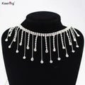 Keering WNLC-138 Crystal Flickering Tassel Rhinestone Fringe Trim Wedding Sew Clothing Boots Shoes Bags Decoration Glass Motif