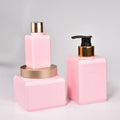 Recyclable 60ml 240ml 300ml Square Pink PETG Cosmetic Packaging Set Liquid Soap Dispenser Bottle Lotion Shampoo for Wig Use
