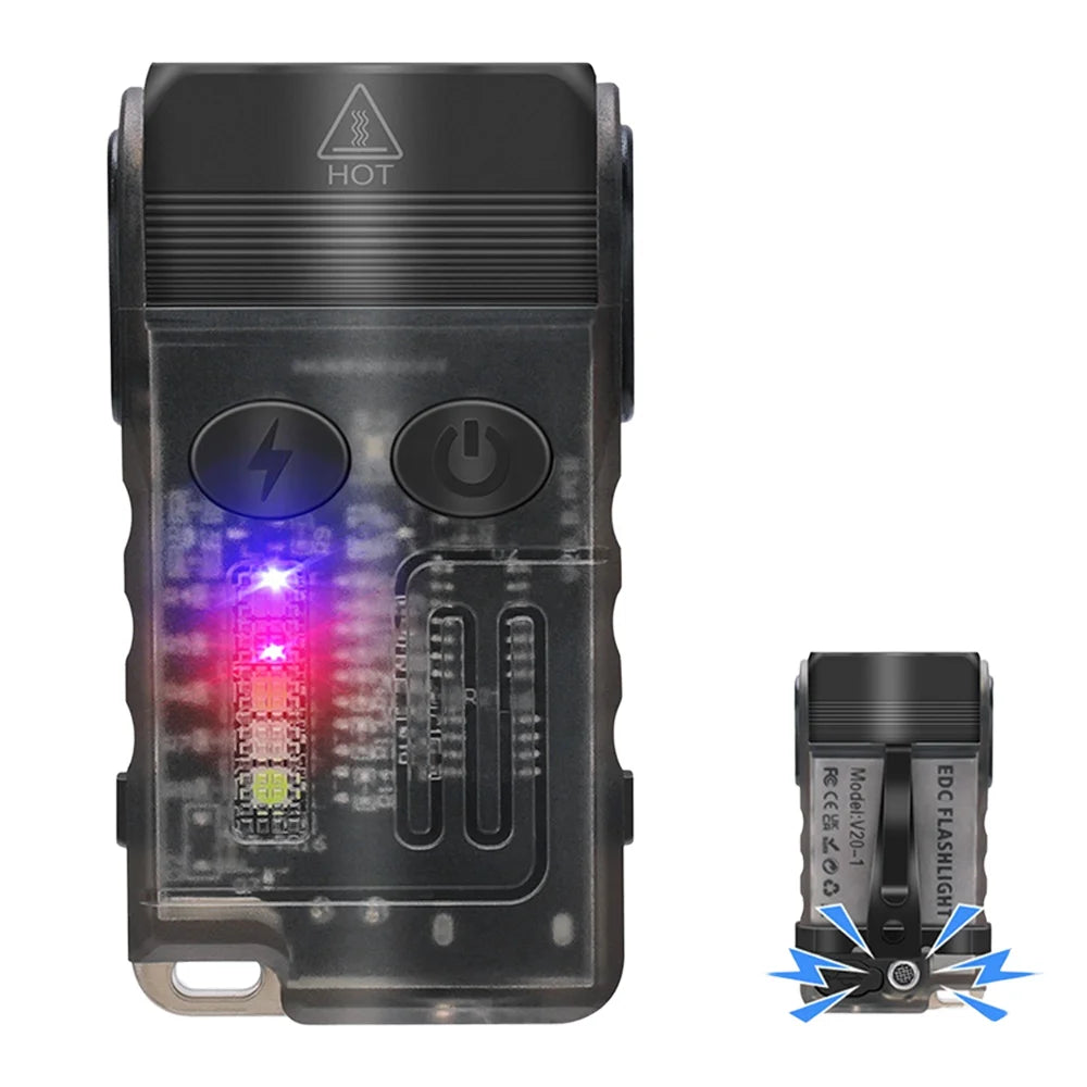 2025 V20 Kechain LED Mini Torch Flashlight Waterproof Rechargeable Multi-Function Key Ring EDC Flashlight for Emergency Torch