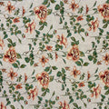 Pink Beige and Green Yarn Dyed Breathable Velour Jacquard Floral Tapestry Upholstery Fabric by the Yard