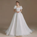 RL023 2022 Cheapest Wedding Dresses Elegant Simple Plus Size White Fabric Dresses
