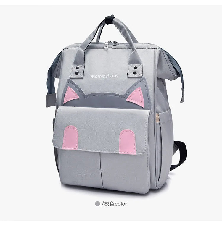 Bateli Multi-function Large-capacity Cat Type Mommy Bag Oxford Waterproof Wet and Dry Separation Diaper Bag