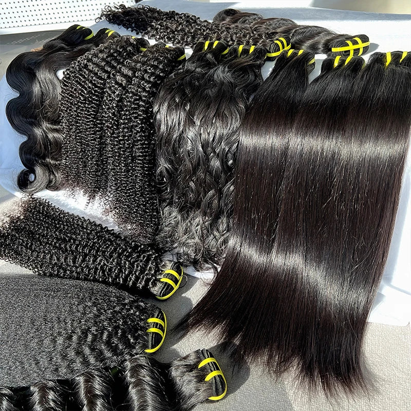 Deep Body Wave Kinky Curly Cuticle Aligned Human Hair Weft Natural Unprocessed Raw Virgin Mink Straight Brazilian Hair Bundles