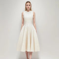 Vietnamese Niche Designer's Elegant Summer Sleeveless A-Line Dress Women Chiffon Ming Line Decorative Waisted Style New Arrival