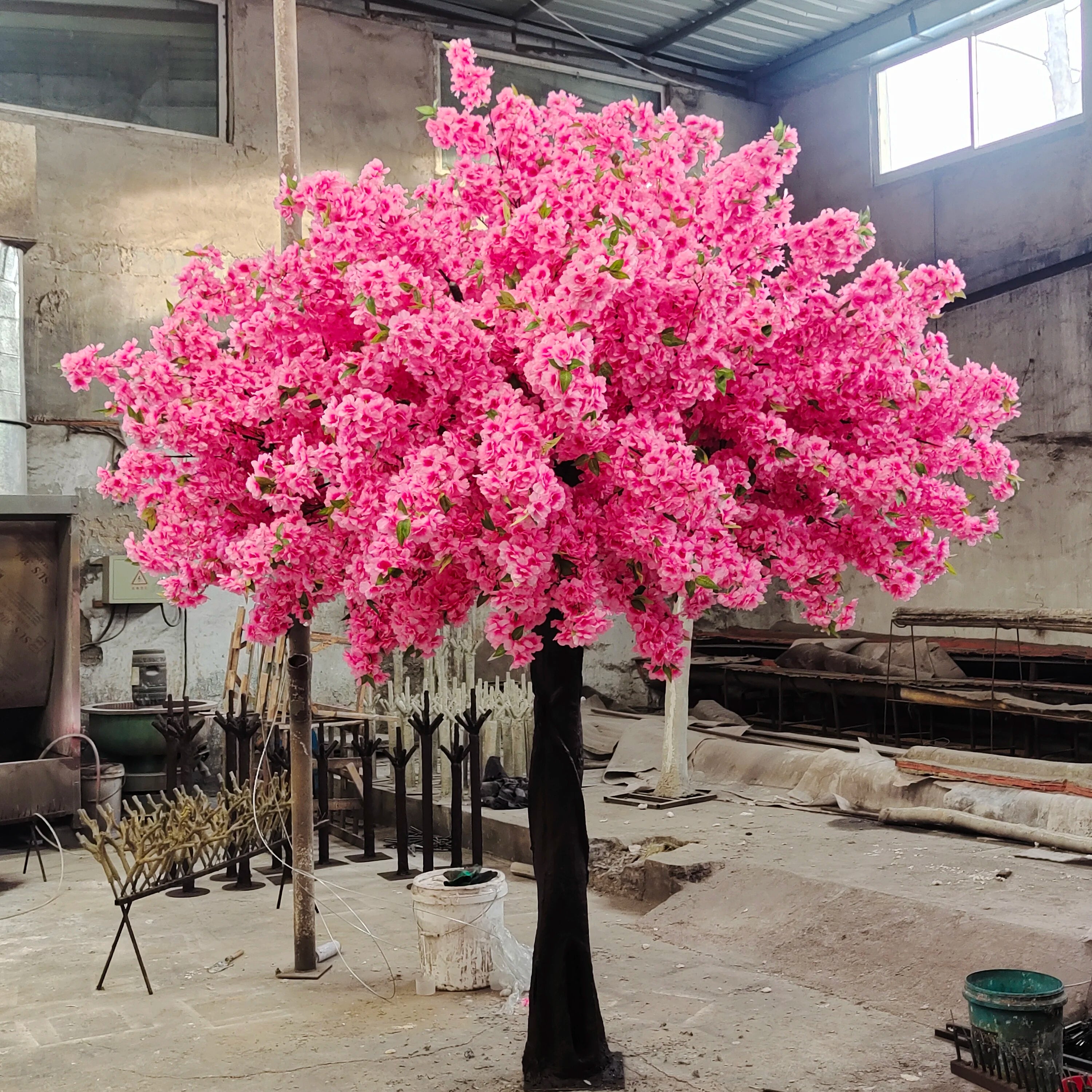 Wholesale 3m Large Outdoor Pink Cherry Blossom Artificial Tree Quality Plastic Flower Grass Decoration Fake Plant for Outdoor