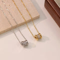 Hypoallergenic Stainless Steel Gold Plated Neck Chain Luxury Zirconia Pendant Necklace for Women Wedding Gifts Jewelry