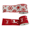 Factory Wholesale Floral Style Polyester Ribbon Spool Christmas Decors White and Red Pattern Wired Edge Ribbon