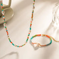 Wholesale Stainless Steel Set Jewelry PVD Gold Plated Handmade Candy Color Boho Jewelry Sets Trendy Freshwater Pearl Jewelry