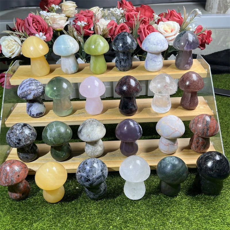 2inch Wholesale Mix Natural Crystals Mushroom Healing Stones Crystal Craving for Gift