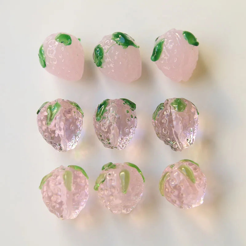 Sweet 15*13mm Pink Fruit Strawberry Charm Colorful Acrylic Beaded for Diy Necklace Bracelet Earring Craft Jewelry Accessories
