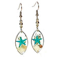 New Design Metal Edge Silver Color Ocean Artistic Conception Jewelry Natural Starfish Ladies Earrings