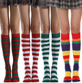 Wholesale Rainbow Striped Long Dress Socks Women Knee Thigh High Winter Socks Compression  Party School Happy Mood
