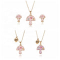 Girls Chokers Jewelry for Kids Gift Cute Creative Candy Color Enamel Mushroom Necklace Earring Jewelry Set