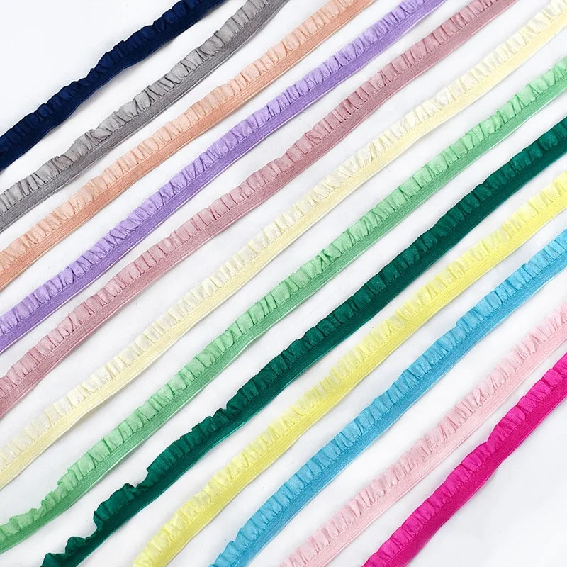 Meetee EB111 10/15mm Garment Accessories Home Textile DIY Pet Clothing Sewing Material Elastic Band Unilateral Fold Lace Fabric